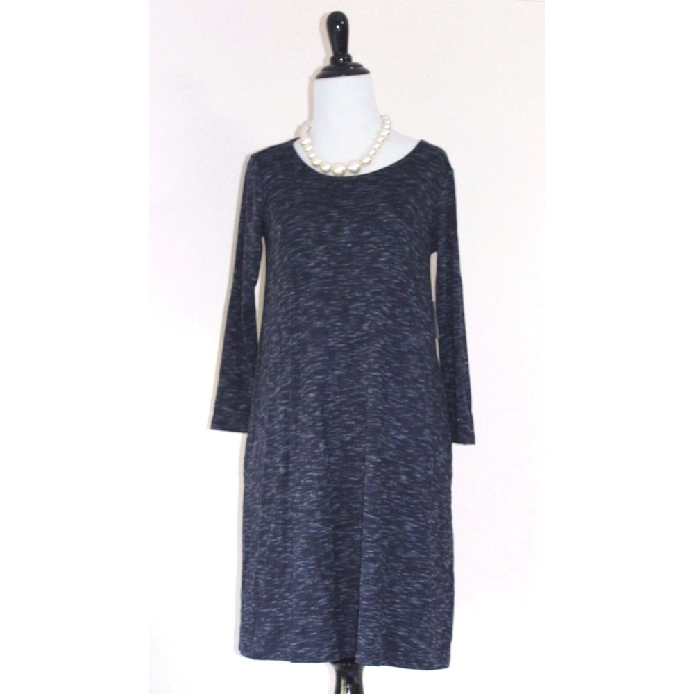 New Gap T Shirt Dress Women XS 0 2 Swing Tunic Blue Heather 3/4 Length Sleeve